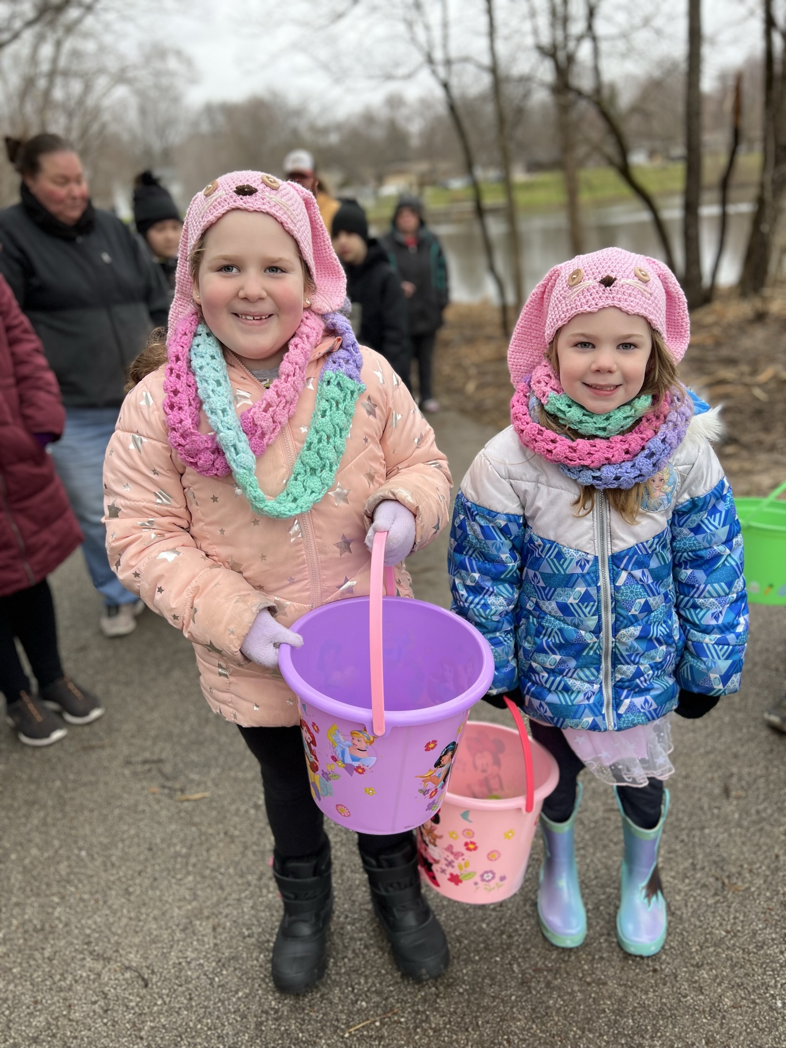 Two girls at the easter egg hunt