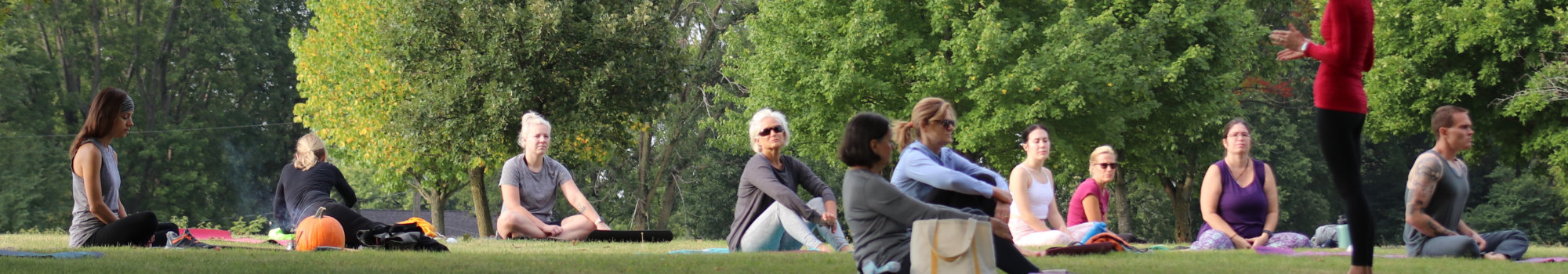 Adult yoga class in the park